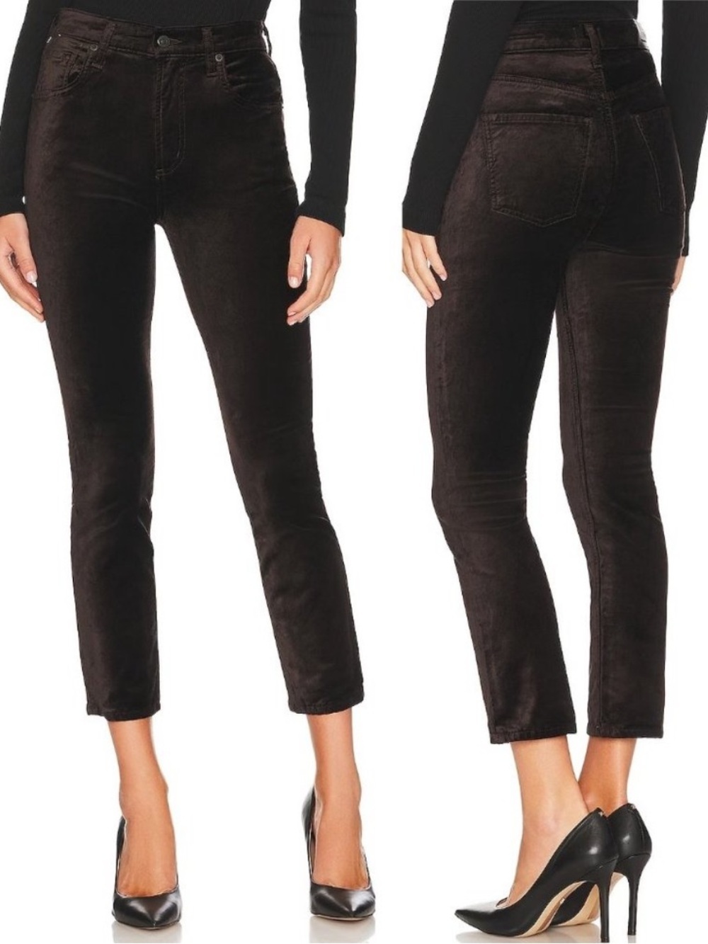 NWOT Citizens of Humanity Jolene High Rise Vintage Slim Velvet Pants Pony Brown